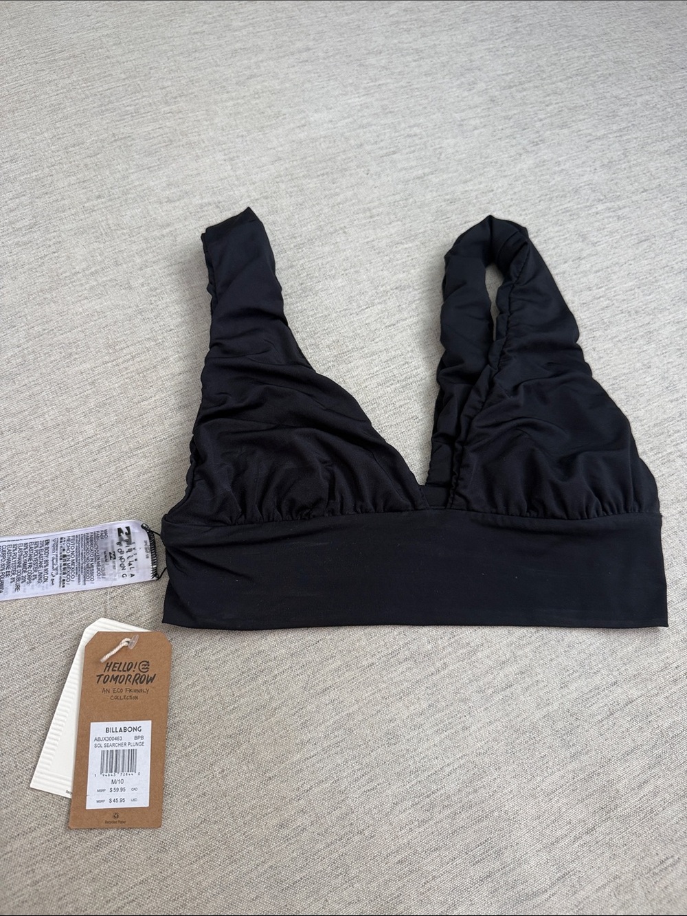 Billabong Black V-Neck Triangle Bralette Bikini Top